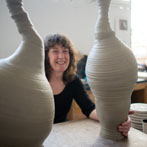 Penny Withers at work in her studio at Yorkshire Art Space’ Persistence Works in Sheffield 2017